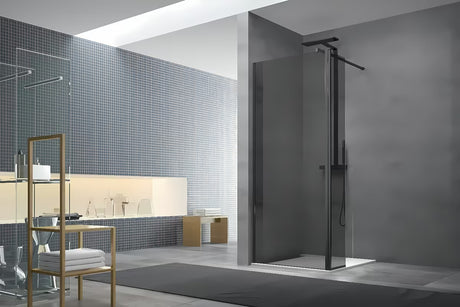 SAT Walk-in tuš stijena Walk-In 120 cm u crnoj boji s neprozirnim staklom i efektom dima