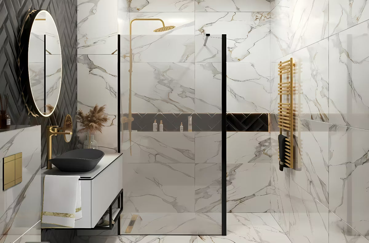 SAT Walk-in tuš stijena Walk-In 80 cm u crnoj boji s prozirnim staklom bez dekora