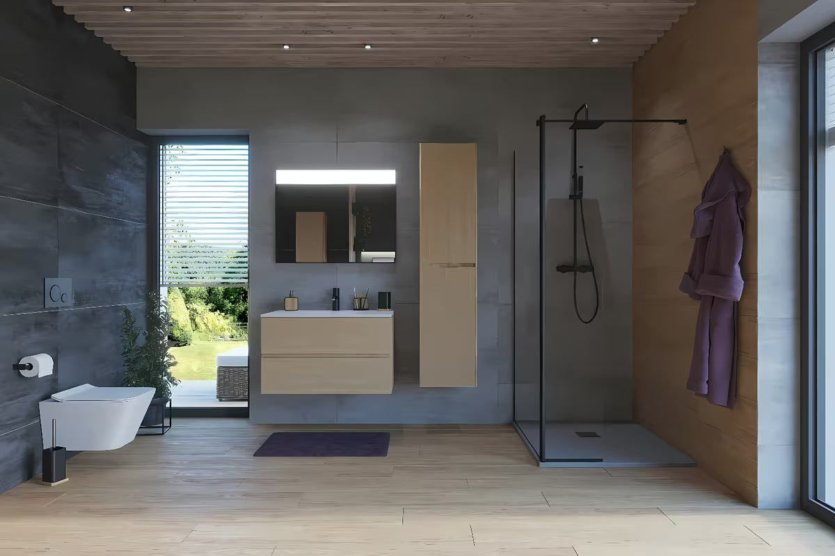 SAT Walk-in tuš stijena Walk-In 90 cm u crnoj boji s prozirnim staklom bez dekora