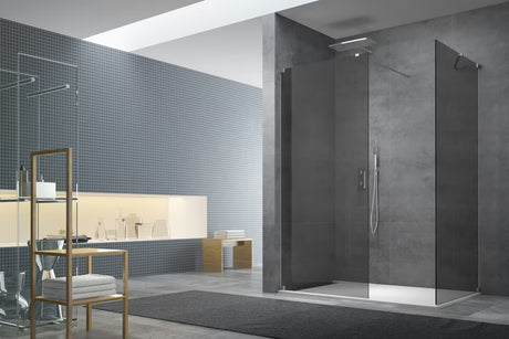 Tuš stijena Walk-In SAT Walk-in 120x90 cm sa zatamnjenim neprozirnim staklom i kromiranim elementima.