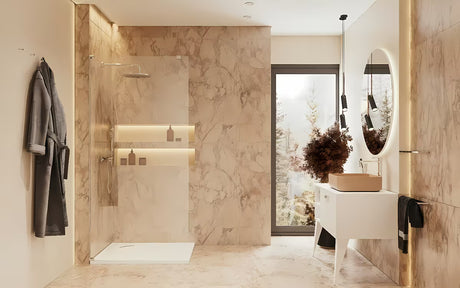 Tuš stijena SAT Walk-in 60x200 cm u sjajnom kromu s prozirnim staklom i površinskom obradom EasyClean.