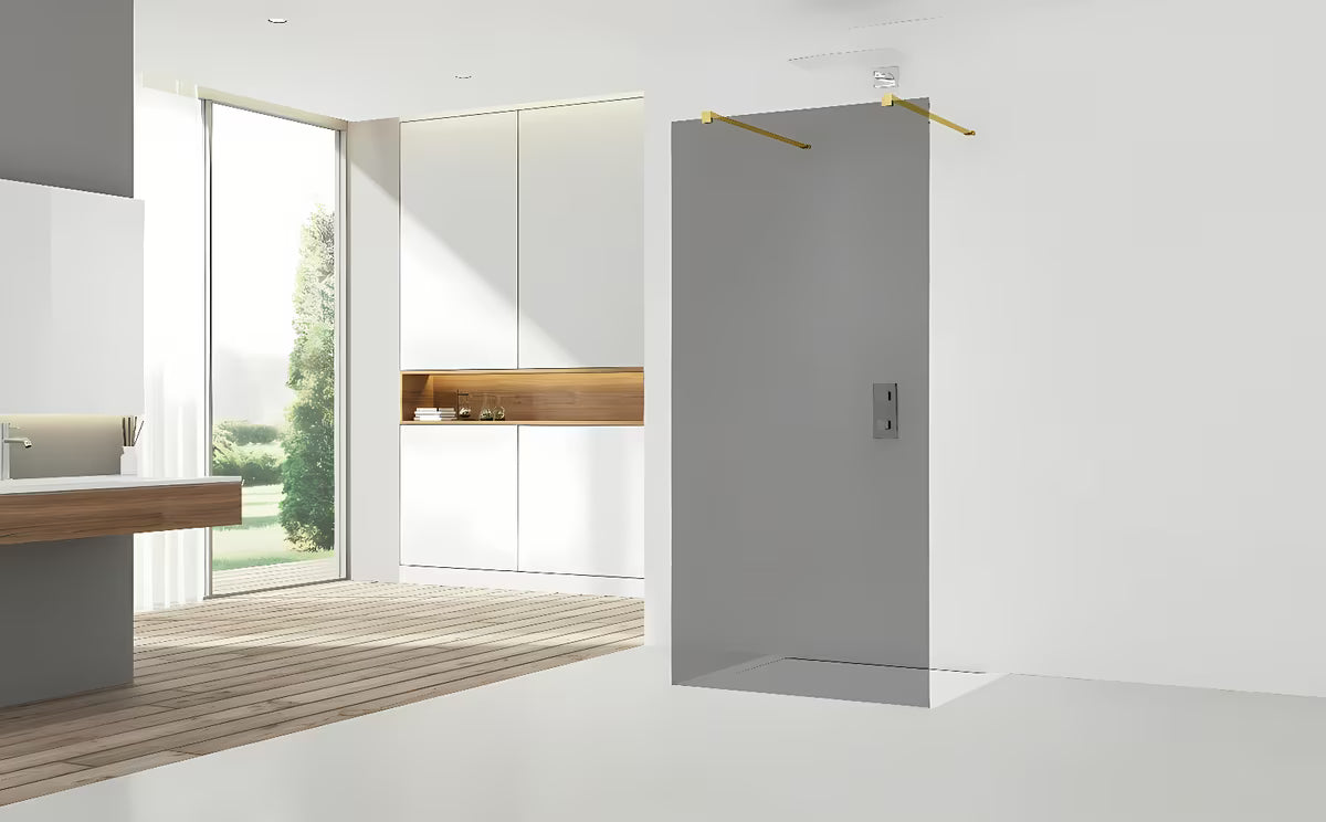 SAT Walk-in tuš stijena Walk-In 100 cm od prozirnog stakla sa zlatnim stabilizacijskim šipkama