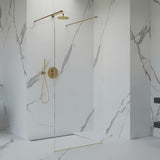 Walk-in tuš stijena SAT Walk-in 80 cm od prozirnog stakla sa zlatnim stabilizacijskim šipkama