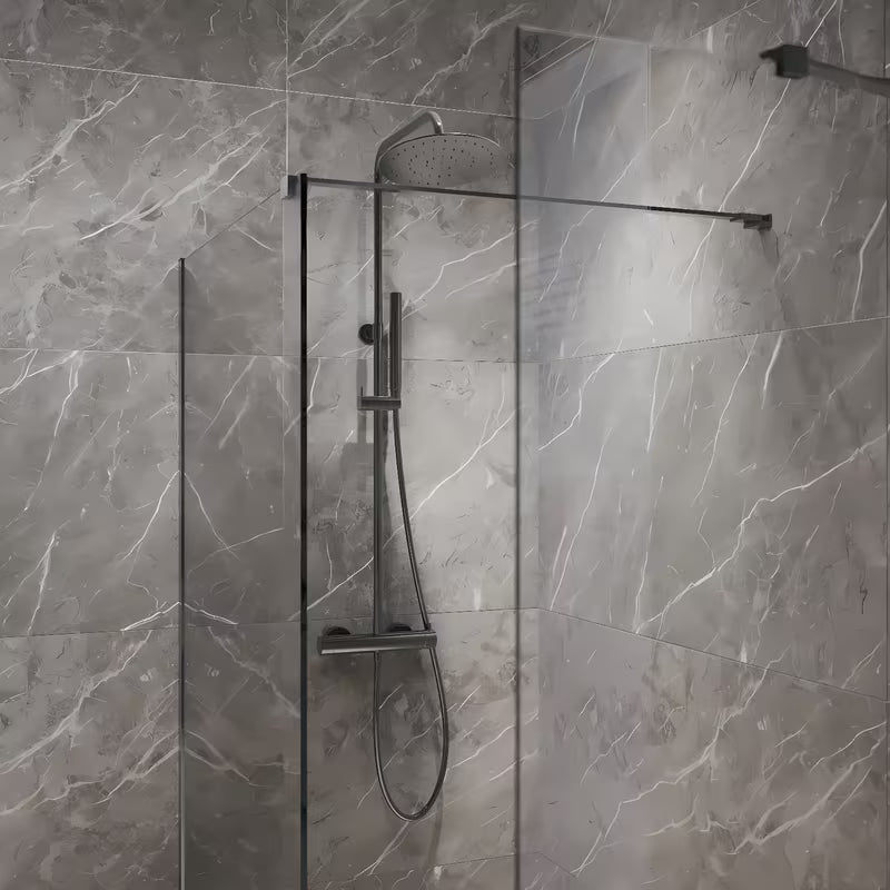 SAT Walk-in tuš stijena Walk-In 100 cm s prozirnim staklom i PVD Gun metal profilima