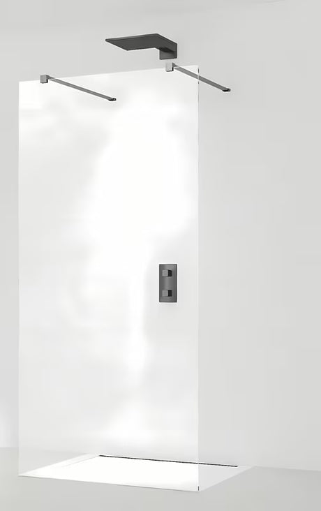 SAT Walk-in tuš stijena Walk-In 100 cm u crnoj izvedbi s prozirnim staklom i dizajnom bez okvira.
