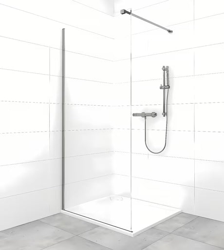 Walk-in tuš stijena SAT Walk-in 110 cm s prozirnim staklom i profilima u izvedbi PVD Gun metal.