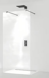 Bezokvirna walk-in tuš stijena SAT Walk-in 110 cm u crnoj izvedbi s prozirnim staklom