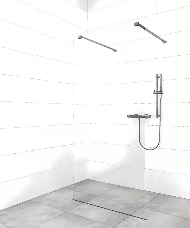 Bezokvirna walk-in tuš stijena SAT Walk-in 110 cm u crnoj izvedbi s prozirnim staklom