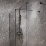 SAT Walk-in tuš stijena Walk-In 80 cm u crnoj izvedbi s prozirnim staklom i PVD Gun metal potpornom šipkom.
