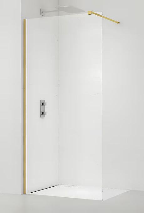 Walk-in tuš stijena SAT Walk-in 130 cm s prozirnim staklom i sjajnim zlatnim profilom
