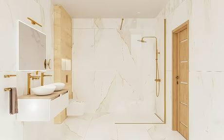 Fiksna tuš stijena SAT Walk-in 60 cm s prozirnim staklom i sjajnim zlatnim profilima