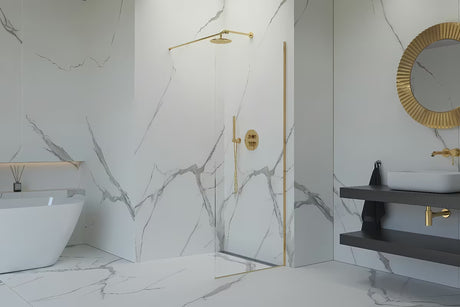 Fiksna tuš stijena SAT Walk-in 60 cm s prozirnim staklom i sjajnim zlatnim profilima