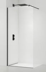 Walk-in tuš stijena SAT Walk-in 130 cm s prozirnim staklom i profilima u crnoj izvedbi