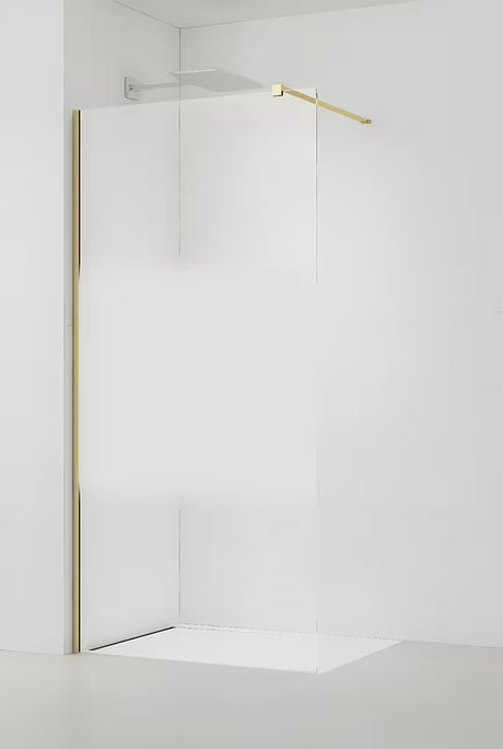 Walk-in tuš stijena SAT Walk-in 120 cm od prozirnog stakla s intimnom trakom i brušenim zlatnim profilom