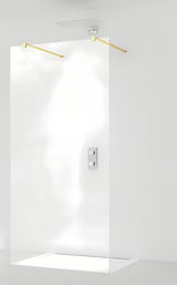 Tuš stijena Walk-In SAT Walk-in 60x200 cm s mjedenim profilima i prozirnim staklom Easy Clean