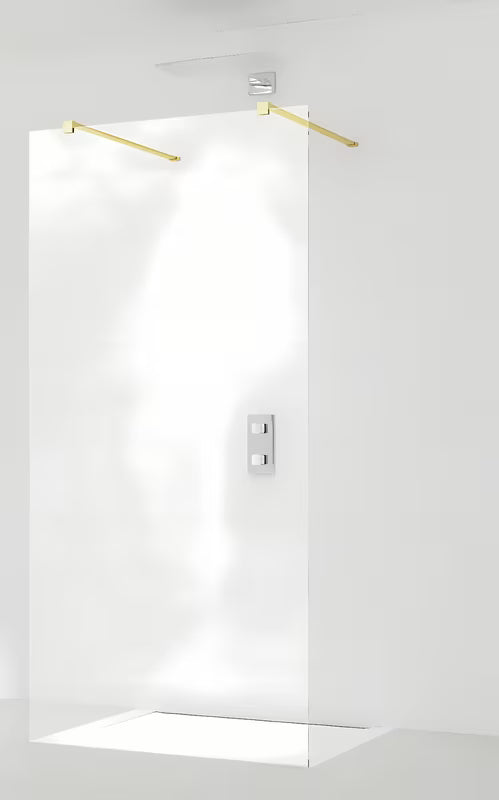 Tuš stijena Walk-In SAT Walk-in 60x200 cm s mjedenim profilima i prozirnim staklom Easy Clean