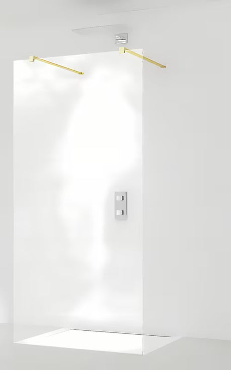 Tuš stijena Walk-In SAT Walk-in 60x200 cm s mjedenim profilima i prozirnim staklom Easy Clean