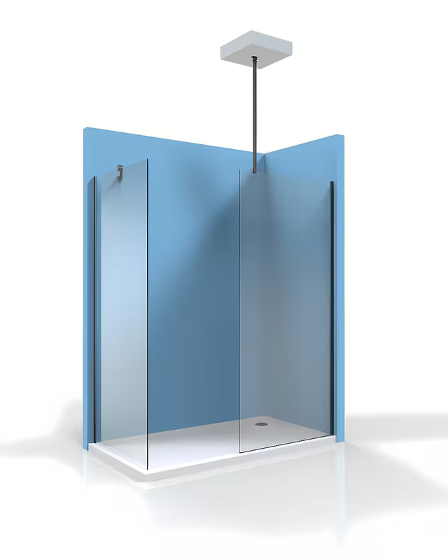 Crni stabilizacijski nosač SAT Walk-in sa zglobovima na oba kraja pro za stabilizaciju walk-in stakla.