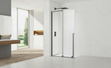Tuš stijena Walk-In SAT Xmotion 110 cm u crnoj izvedbi s prozirnim staklom i kliznim otvaranjem.