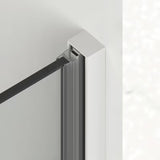 Klizne tuš vrata SAT Xmotion 110 cm u bijeloj boji s prozirnim staklom i bezokvirnom izvedbom.