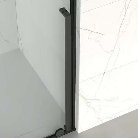 Klizne tuš vrata SAT Xmotion 110 cm u bijeloj boji s prozirnim staklom i bezokvirnom izvedbom.