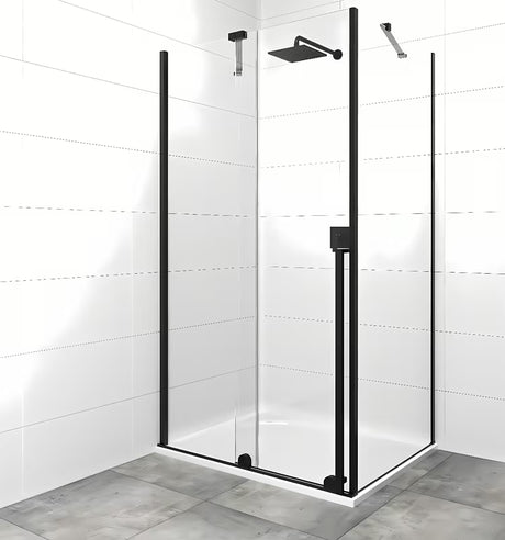 Tuš stijena Walk-In SAT Walk-In Xmotion 110x90 cm u crnoj izvedbi s prozirnim staklom