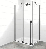 Tuš kabina SAT Xmotion 120x90 cm u crnoj izvedbi s prozirnim staklom i kliznim sustavom.