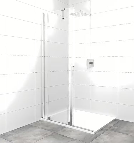Tuš stijena Walk-In SAT Xmotion 140 cm u krom izvedbi s prozirnim staklom i kliznim otvaranjem
