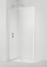 Walk-in tuš stijena SAT Xmotion 140 cm s bijelim profilima i prozirnim staklom bez dekora