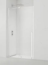 Tuš vrata SAT Xmotion Walk-In 140 cm u bijeloj boji s prozirnim staklom i kliznim otvaranjem