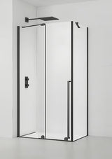 Tuš kabina SAT Xmotion 140x90 cm u crnoj izvedbi s prozirnim staklom i kliznim otvaranjem