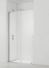 Tuš vrata za nišu SAT Xmotion 100 cm u sjajnom kromu s prozirnim staklom i kliznim otvaranjem.