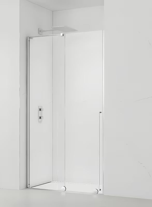 Tuš vrata za nišu SAT Xmotion 100 cm u sjajnom kromu s prozirnim staklom i kliznim otvaranjem.