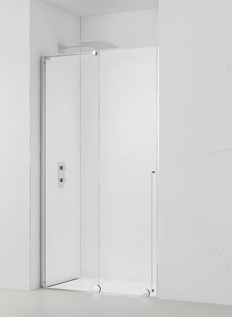 Tuš vrata za nišu SAT Xmotion 100 cm u sjajnom kromu s prozirnim staklom i kliznim otvaranjem.