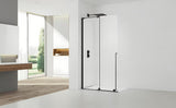 Crna walk-in tuš stijena SAT Walk-In Xmotion 110 cm s prozirnim staklom i kliznim sustavom.