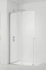 Tuš stijena SAT Walk-In Xmotion Walk-In 140 cm u sjajnom kromu s prozirnim staklom i kliznim sustavom.