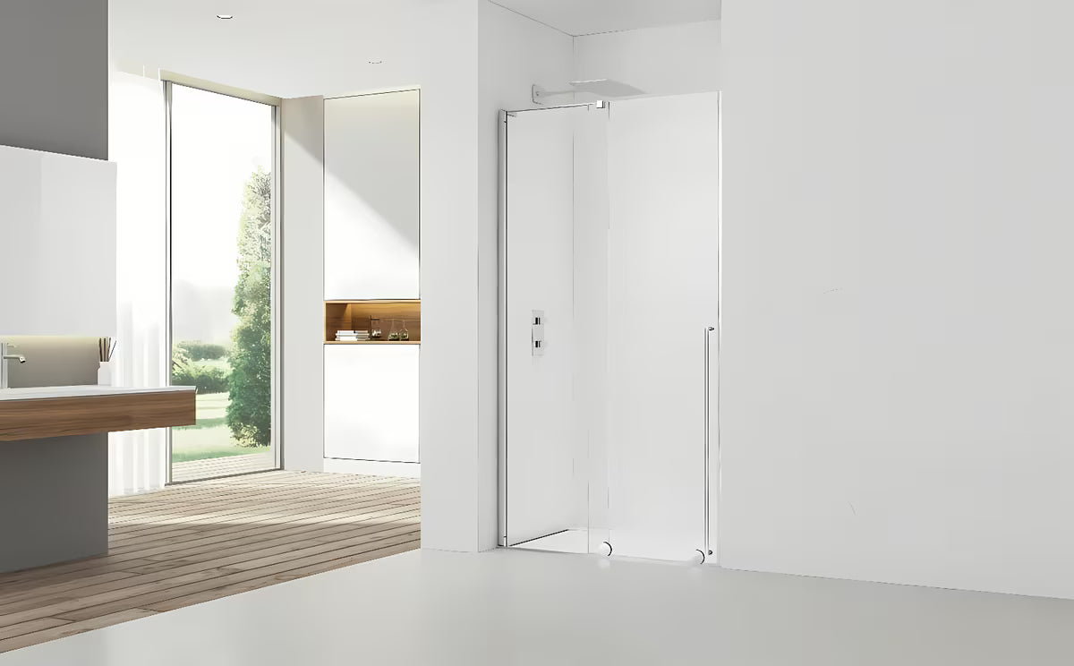 Tuš vrata SAT Walk-In Xmotion za nišu 140 cm u sjajnom kromu s prozirnim staklom i kliznim sustavom