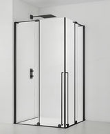 Kvadratna tuš kabina SAT Walk-In Xmotion 90x90 cm u crnoj izvedbi s prozirnim staklom