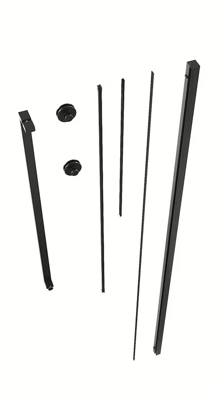 Crni instalacijski set SAT Walk-In Xmotion s profilom, ručkom, vodilicama, dva kotačića i pričvrsnim elementima