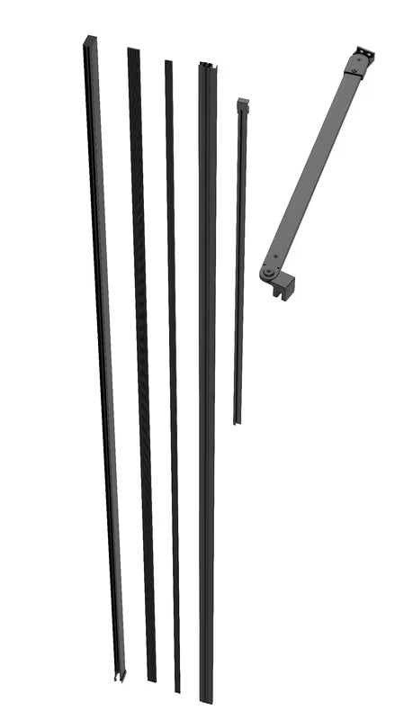 Crni set pro Walk-in SAT Walk-In Xmotion s proširnim profilom pro za precizno prilagođavanje tuš kabine.