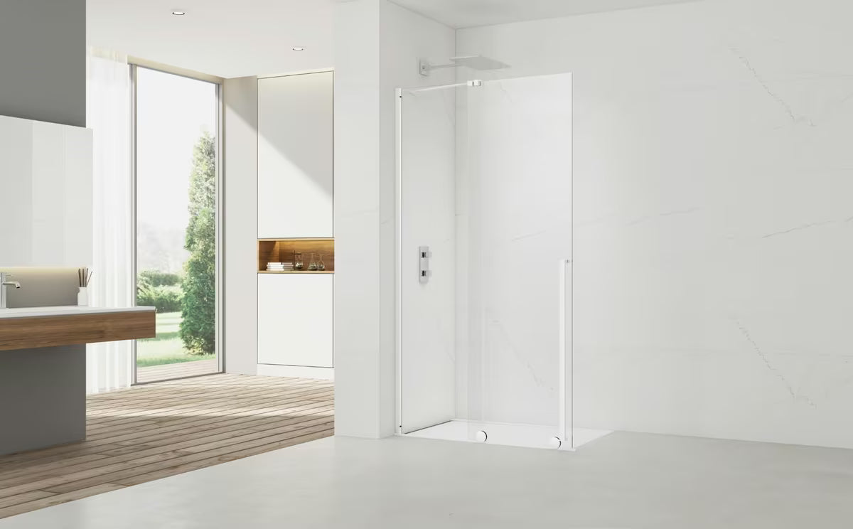 Tuš stijena Walk-In SAT Walk-In Xmotion 120 cm s prozirnim staklom i bijelim profilima