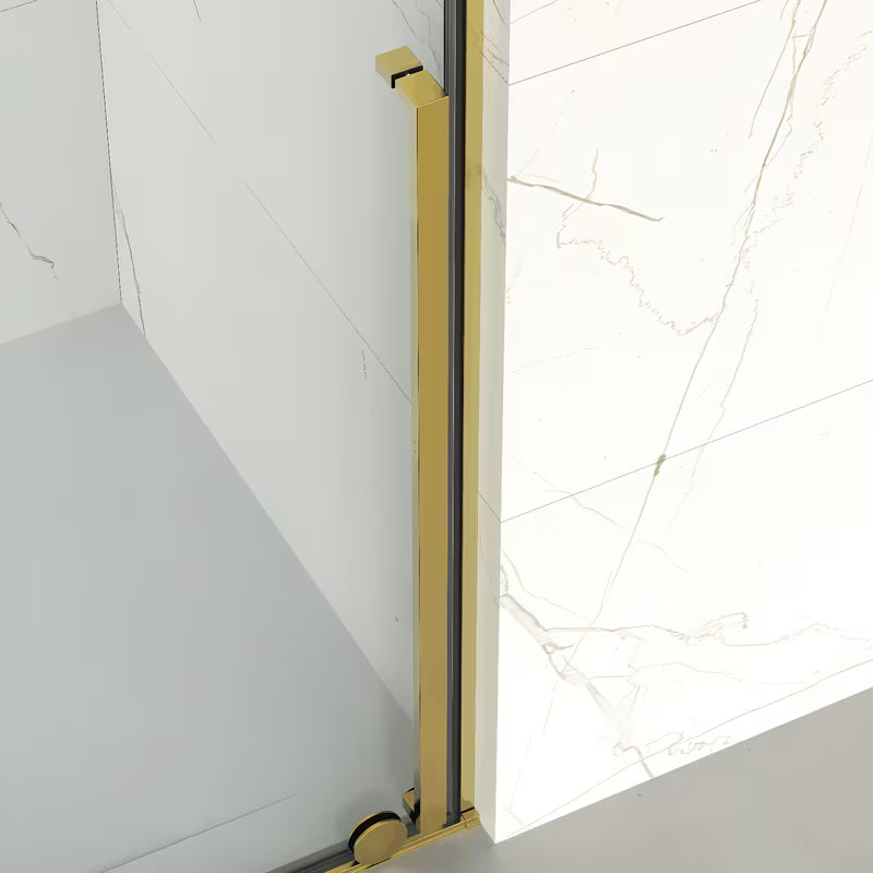 Tuš stijena Walk-In SAT Walk-In Xmotion 140 cm s prozirnim staklom i sjajnim zlatnim profilima