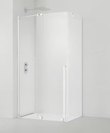 Pravokutna tuš kabina SAT Xmotion 110x90 cm u bijeloj boji s prozirnim staklom i kliznim otvaranjem.