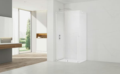 SAT Xmotion pravokutna tuš kabina 140 x 80 cm u bijeloj boji s prozirnim staklom i kliznim sustavom