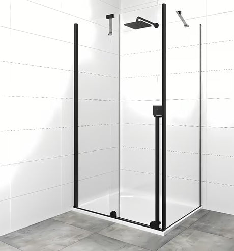 Tuš kabina SAT Xmotion 120x90 cm u crnoj izvedbi s prozirnim staklom i kliznim sustavom.