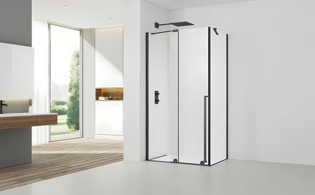 Tuš kabina SAT Xmotion 140x90 cm u crnoj izvedbi s prozirnim staklom i kliznim otvaranjem