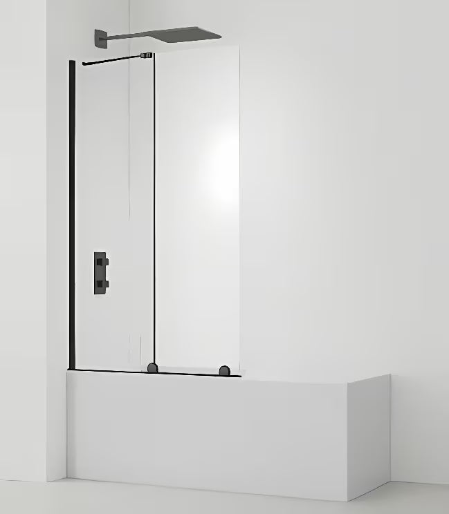Klizna paravan za kadu SAT Walk-In Xmotion s prozirnim staklom i crnim profilima