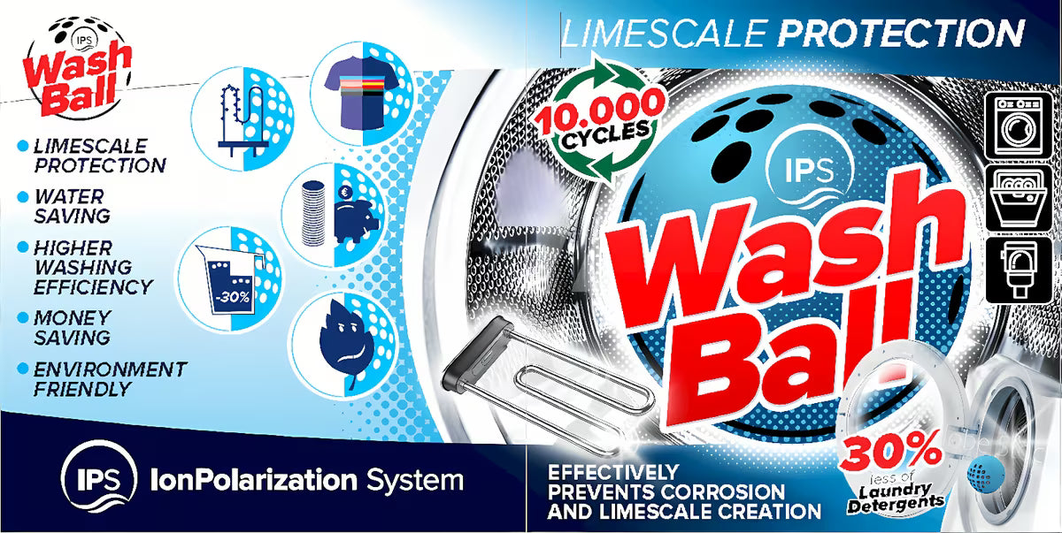 KalyxX IPS washball kugla za pranje pro za perilicu rublja, perilicu posuđa i WC školjke spremnik protiv kamenca