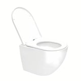 Bijeli viseća WC školjka SAT Fusion s vrtložnim ispiranjem i sjedalom soft Close.