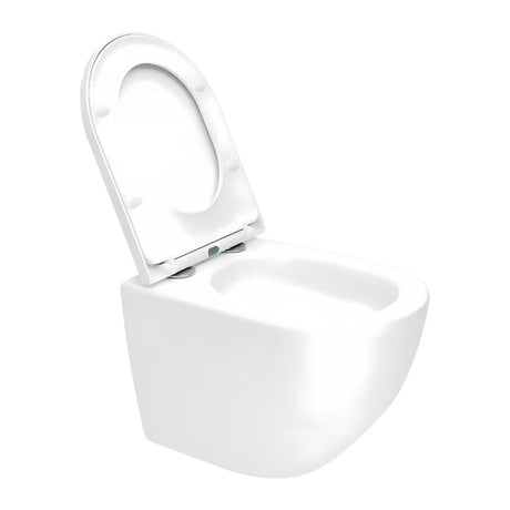 Bijeli viseća WC školjka SAT Fusion s vrtložnim ispiranjem i sjedalom soft Close.